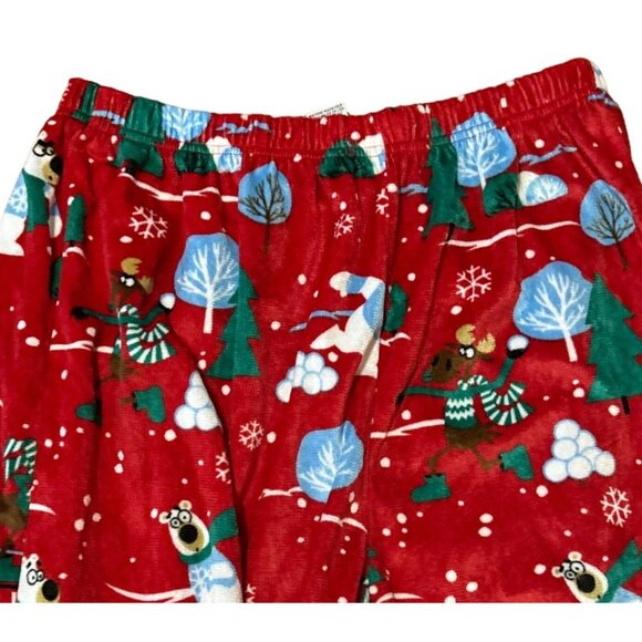 Christmas Fleece Pajama Pants Red Soft Moose Polar Bear Lounge Holiday Small - Picture 3 of 11